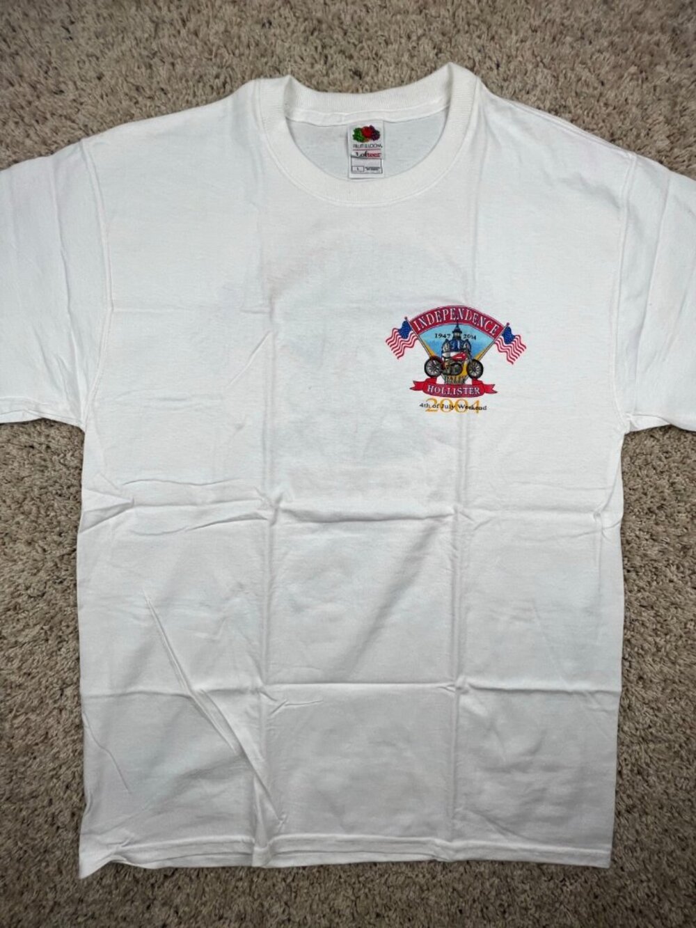 Vintage 2004 Hollister Independence Rally Motorcycle T-Shirt Mens Large White - Picture 6 of 12